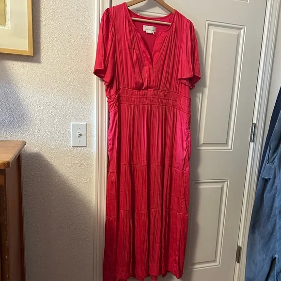 Anthropologie fuchsia pink midi dress - XL - Picture 1 of 9